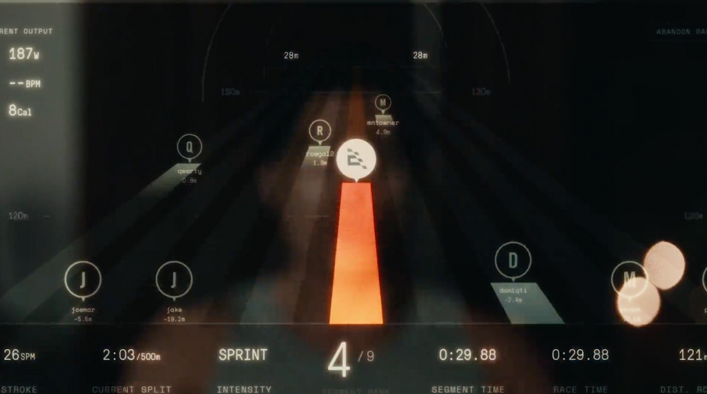 Image of tablet on rower during live race